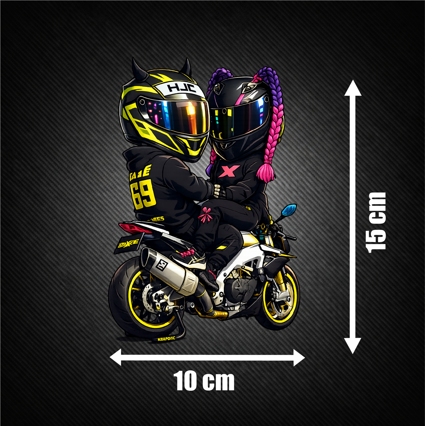 Sticker Caxé & Caxette sur la moto
