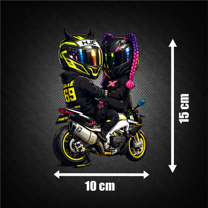 Sticker Caxé & Caxette sur la moto