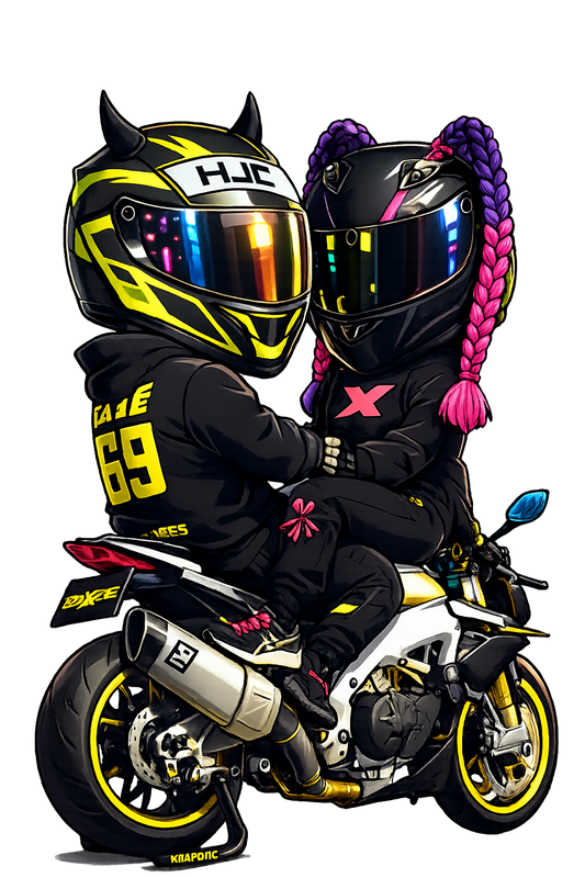 Sticker Caxé & Caxette sur la moto